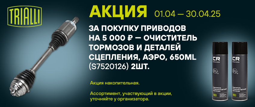 Акция TRIALLI. Очиститель тормозов и деталей сцепления в подарок
