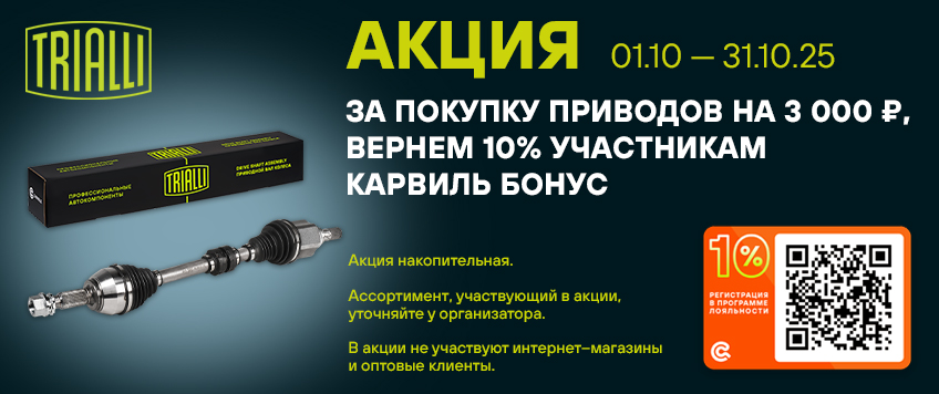 Акция TRIALLI. Вернем 10% участникам Карвиль бонус