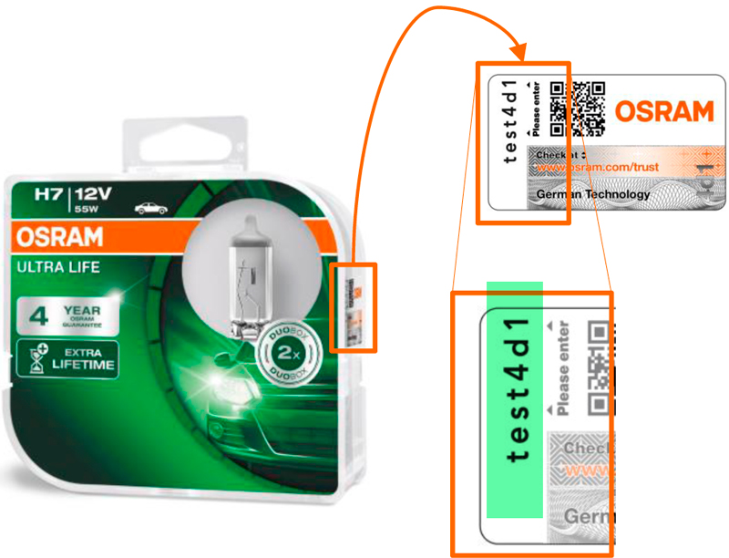 Осрам проверка на подлинность галогенок код на этикетке