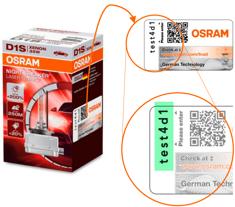 Осрам проверка на подлинность ксенона код на этикетке