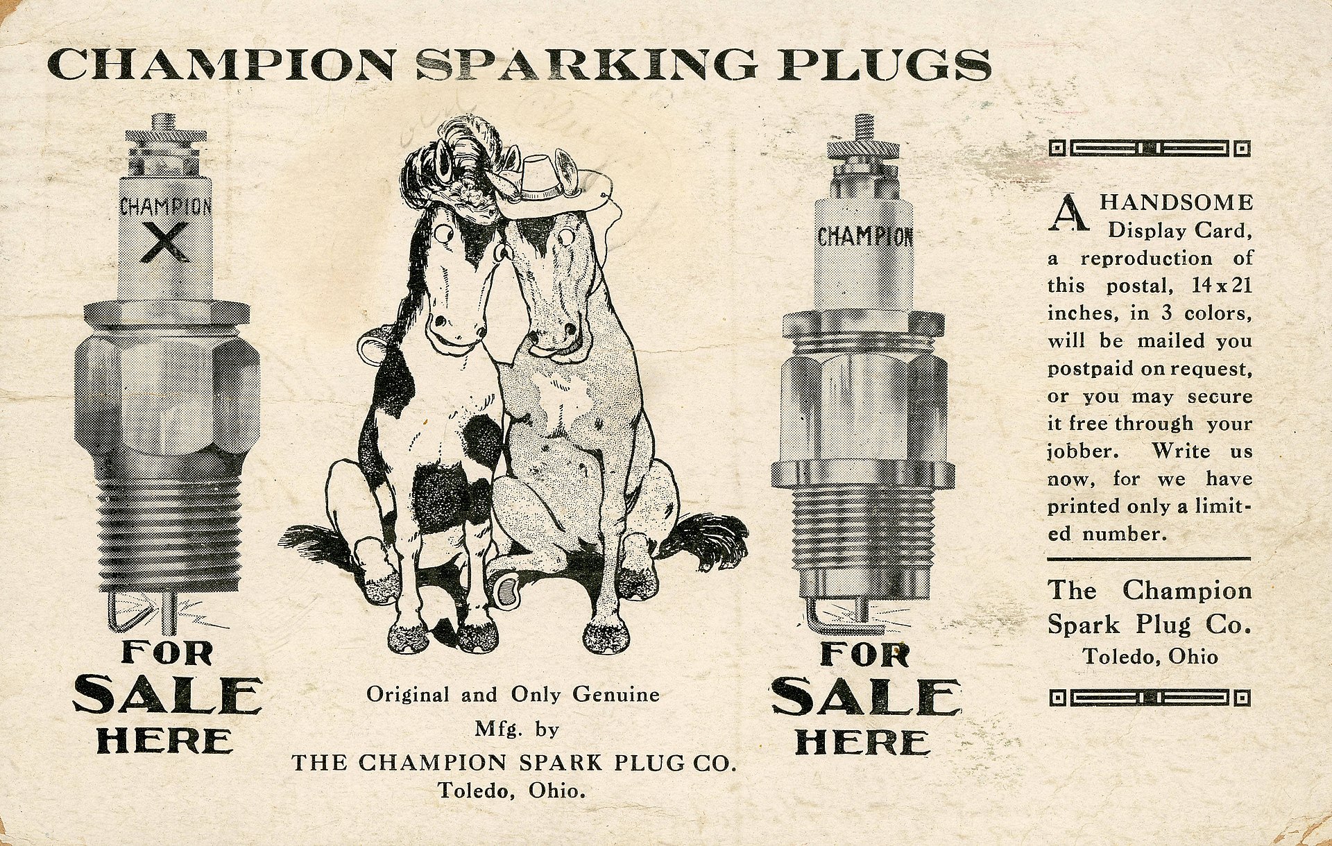 Champion реклама свечей зажигания 1914 г