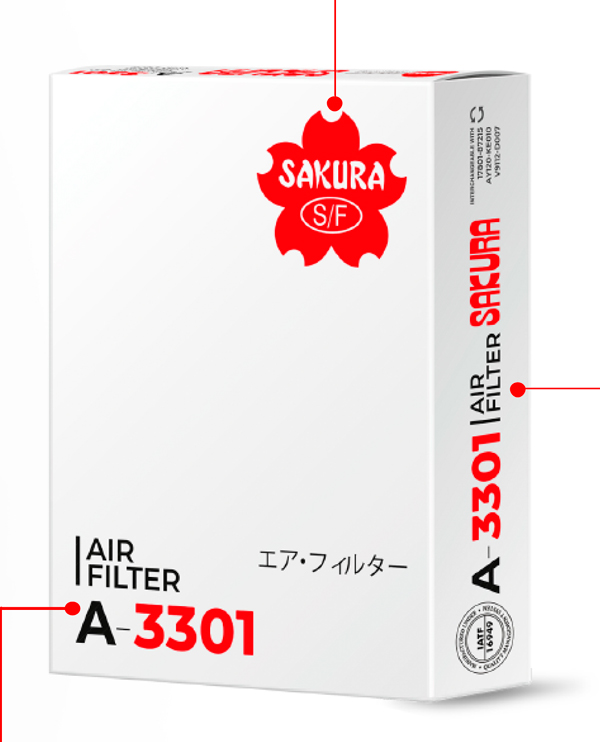 автомобильные фильтры SAKURA новый дизайн упаковки